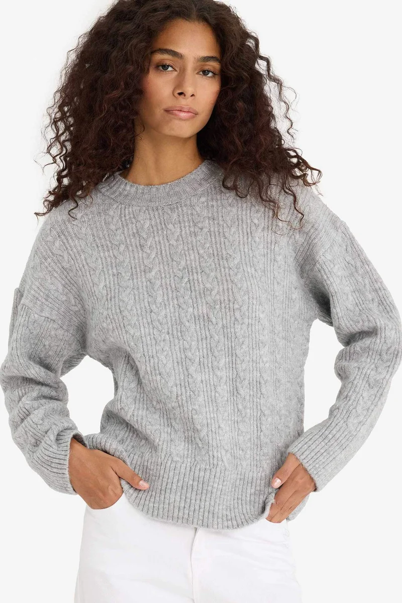ديفاكتو Oversize Crew Neck Knitwear Pullover