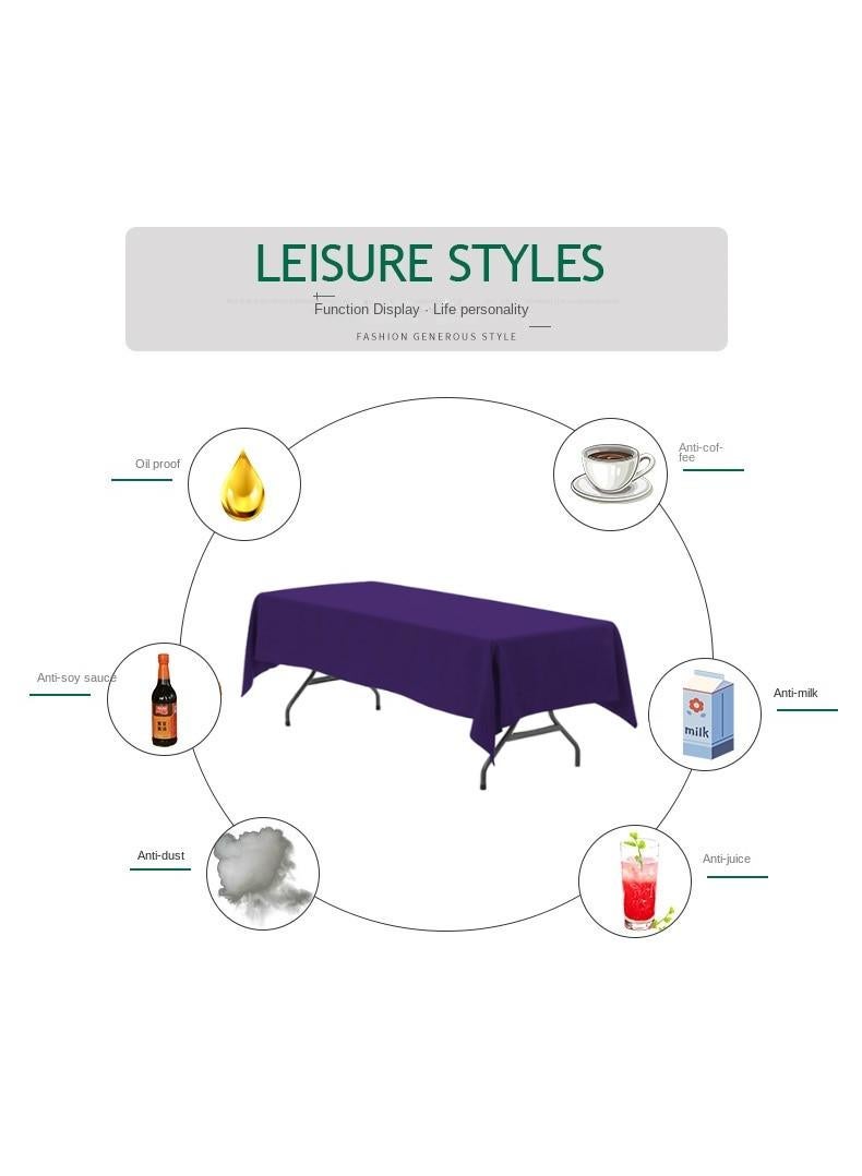 Bluejw 1-Piece Solid Pattern Table Cloth Purple - Image 2