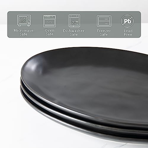 Magclay Porcelain Serving Platters, 12 Inch Large Serving Trays, Oval Serving Plates for Dessert Appetizers Meat/Entertaining/Party, Set of 3, Matte Black - Image 3