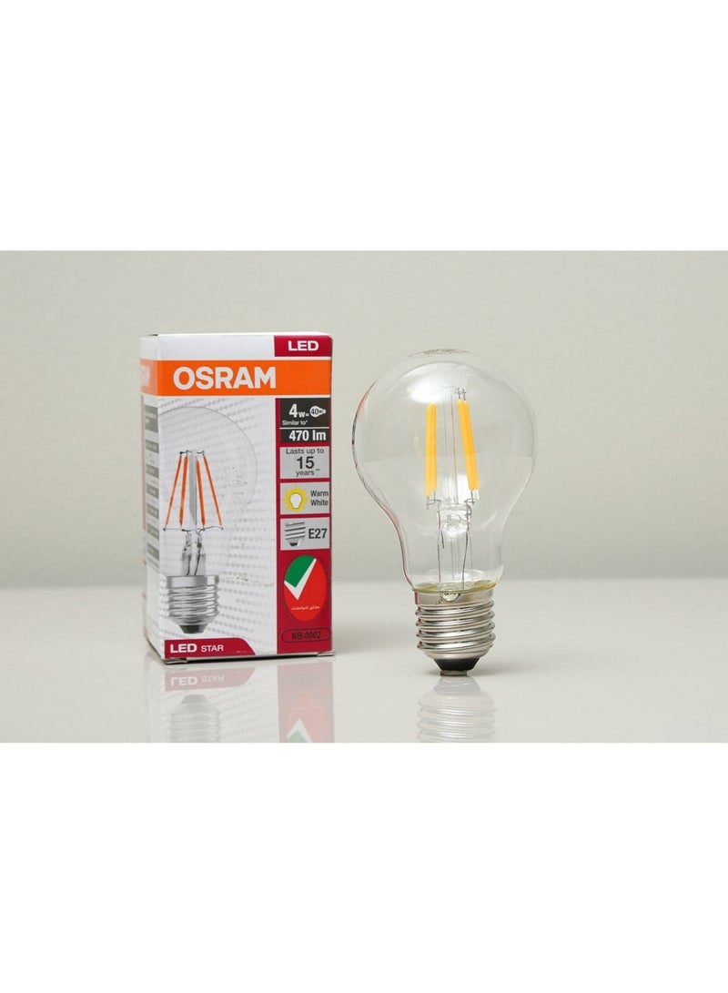 Osram Filament Retrofit Classic 4W LED Bulb Screw base E27 827 Warm White Lamp - Image 3