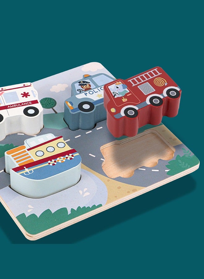 بيبي مجموعة أحجية الصور المقطوعة لمركبات الأطفال الصغار من بايبي للأطفال، ألغاز صوت سيارات الأطفال الصغار التعرف على الأشكال ألغاز خشبية تعليمية للأطفال الرضع من الأولاد والبنات  متعددة الألوان - Image 5