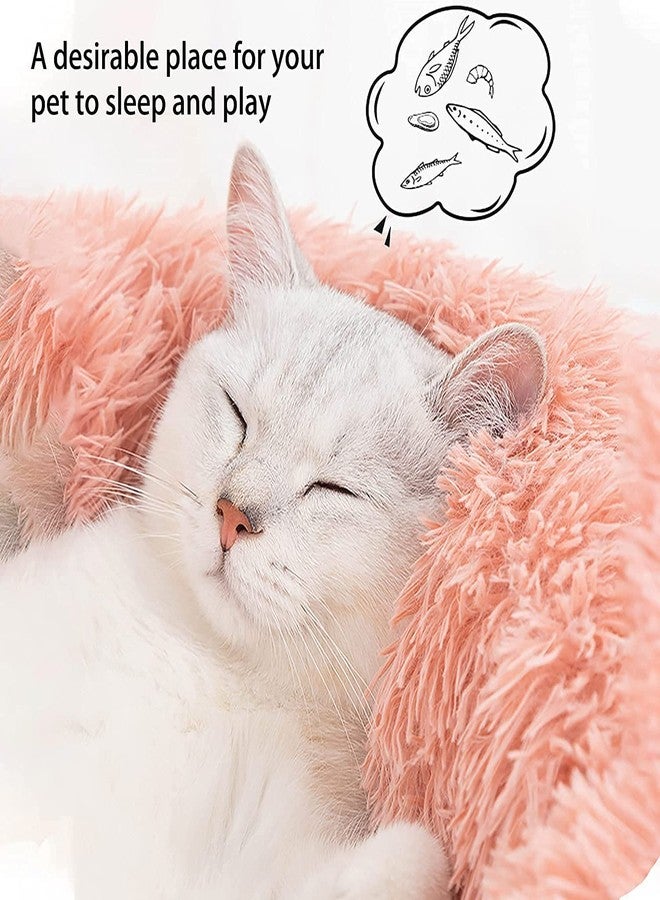 Cat Beds for Indoor Cats - Cat Bed Washable 20/24 inches, Dog Beds for Small Medium Dogs, Anti Anxiety Round Fluffy Plush Faux Fur Pet Bed, Thick Bottom (Pink, Medium) - Image 2