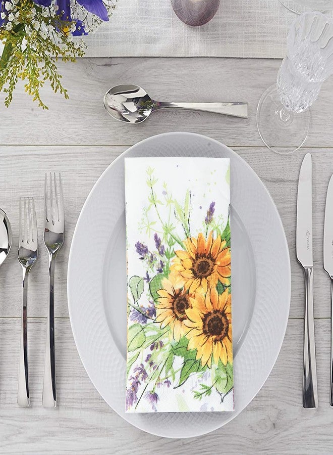 YOCHANDA 100 Pack Spring Sunflower Floral Guest Hand Towels Disposable for Bathroom, Sunflower Paper Napkins Decorative Spring Flowers Napkins for Bathroom Toilet Powder Room Holiday Wedding Bridal Shower - Image 4