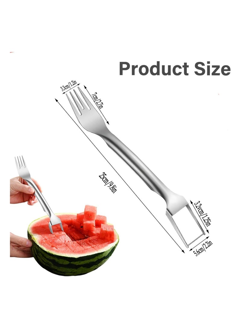 2-in-1 Watermelon Fork, 2PCS Watermelon Slicer Cutter Summer Watermelon Fruit Cutting Fork,watermelon Fork Slicer Cutter Stainless Steel Fruit Cutter Carving Tool for Home Party Family Camping  - Image 5