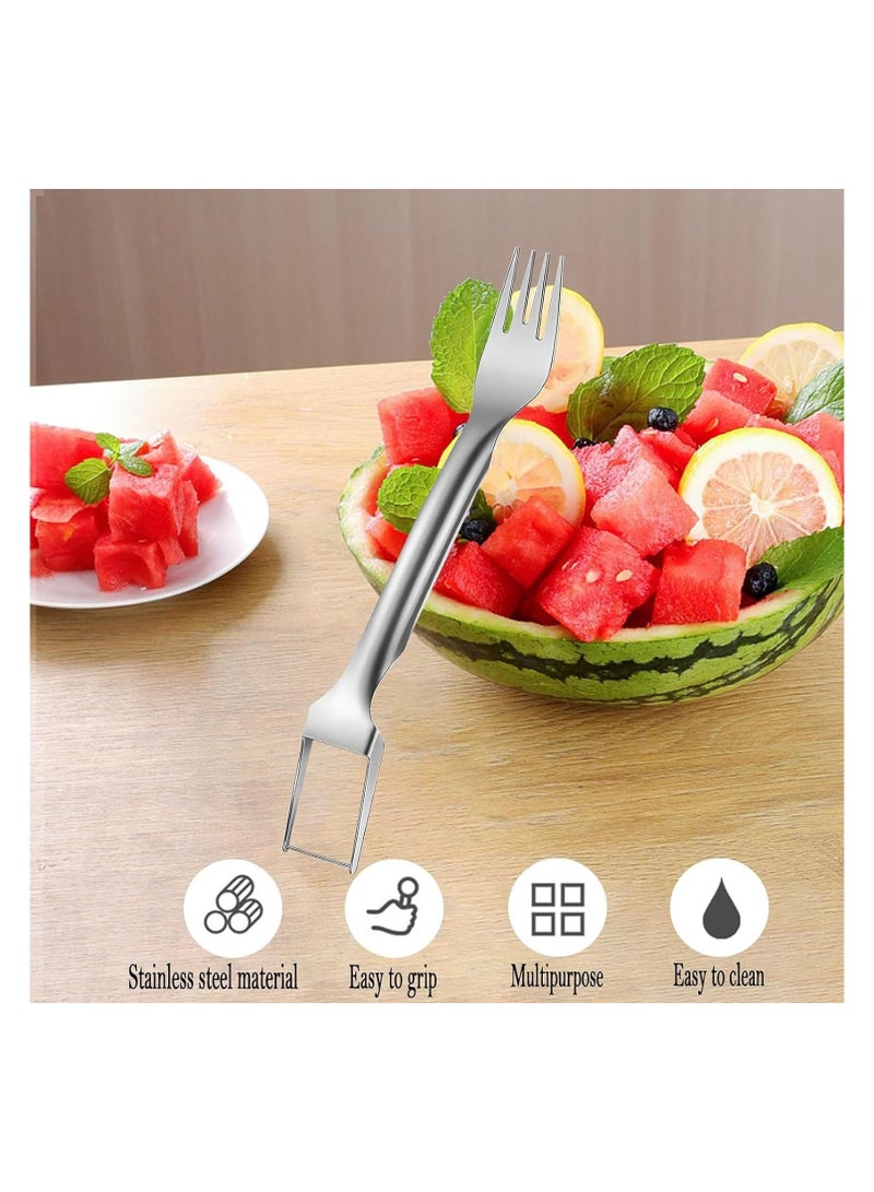 2-in-1 Watermelon Fork, 2PCS Watermelon Slicer Cutter Summer Watermelon Fruit Cutting Fork,watermelon Fork Slicer Cutter Stainless Steel Fruit Cutter Carving Tool for Home Party Family Camping  - Image 4