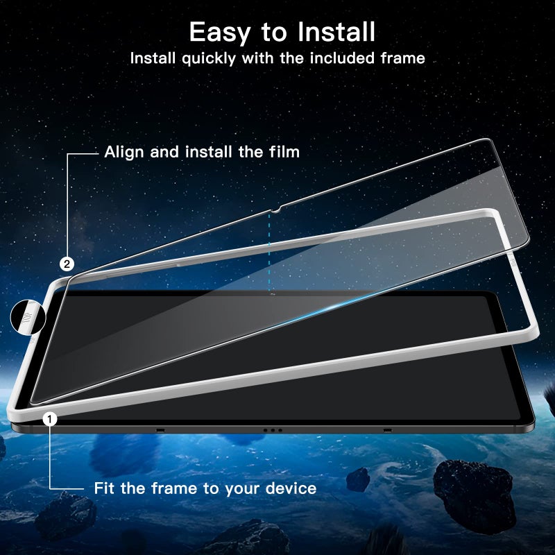 JETech Screen Protector for Samsung Galaxy Tab S8 Plus 2022 / Tab S7 FE 2021 / Tab S7 Plus 2020 12.4-Inch with Easy Installation Frame, Tempered Glass Film, HD Clear, 2-Pack - Image 2