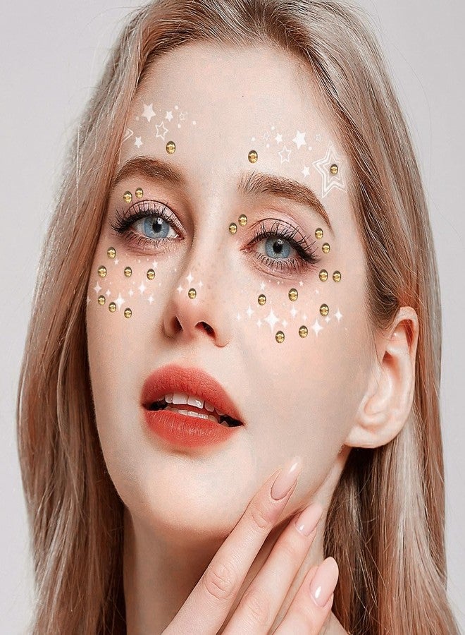 Jacnkb 1799 Pcs 4 Sheets Rhinestone Stickers 3/4/5/6 mm Self Adhesive Rhinestones Gems for Face Eyes Makeup Hair Body (Light orange-3/4/5/6mm) - Image 5