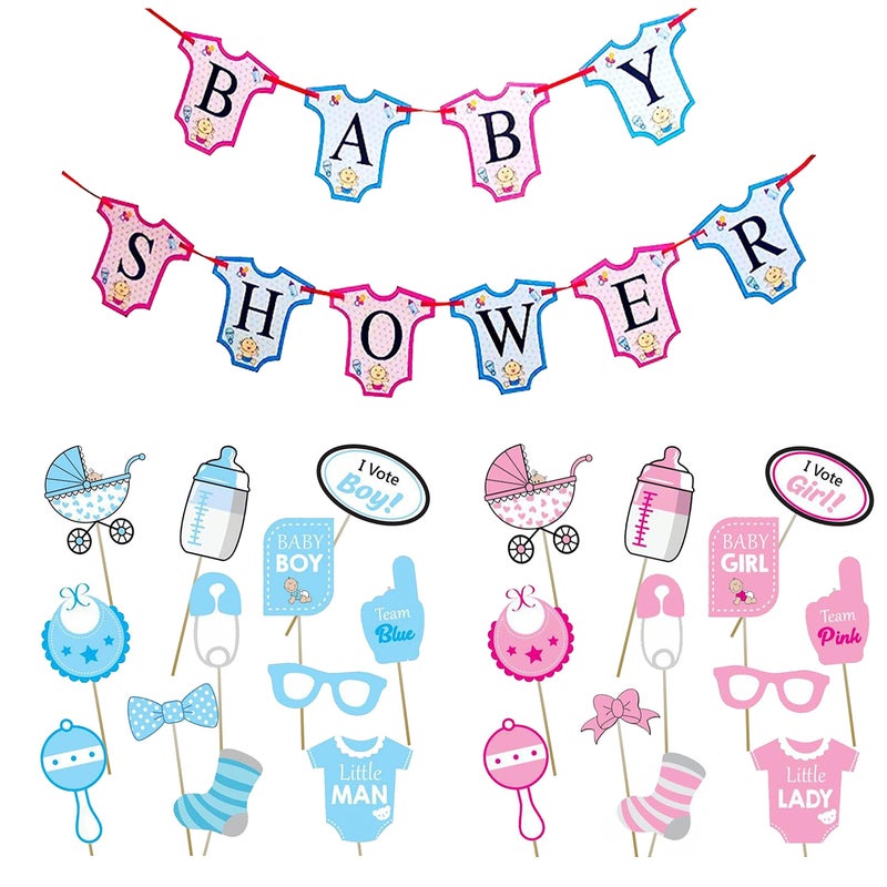 TOYXE Baby Shower Banner with Photo Booth Props Set of 27 - Image 4