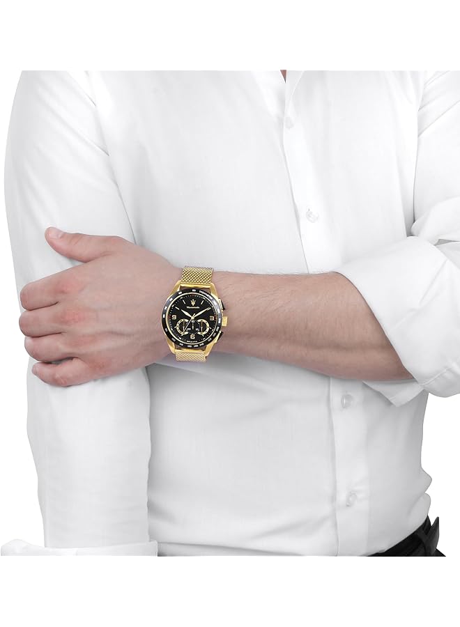 مازيراتي ساعة رجالية R8873612010 Traguardo بشاشة تناظرية كوارتز ذهبية زرقاء حديثة - Image 4