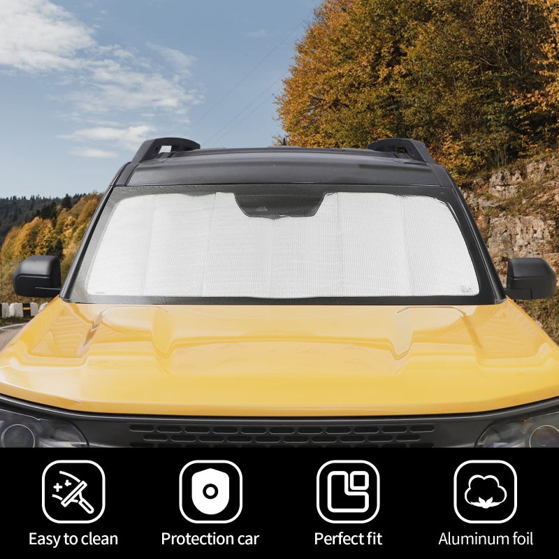 JWWY Windshield Sunshade Window Sun Shade for 2021-2024+ Ford Bronco Accessories,Foldable Sun Shield Upgrade Reflective Polyester Cover Block Heat and Block UV Rays - Image 5