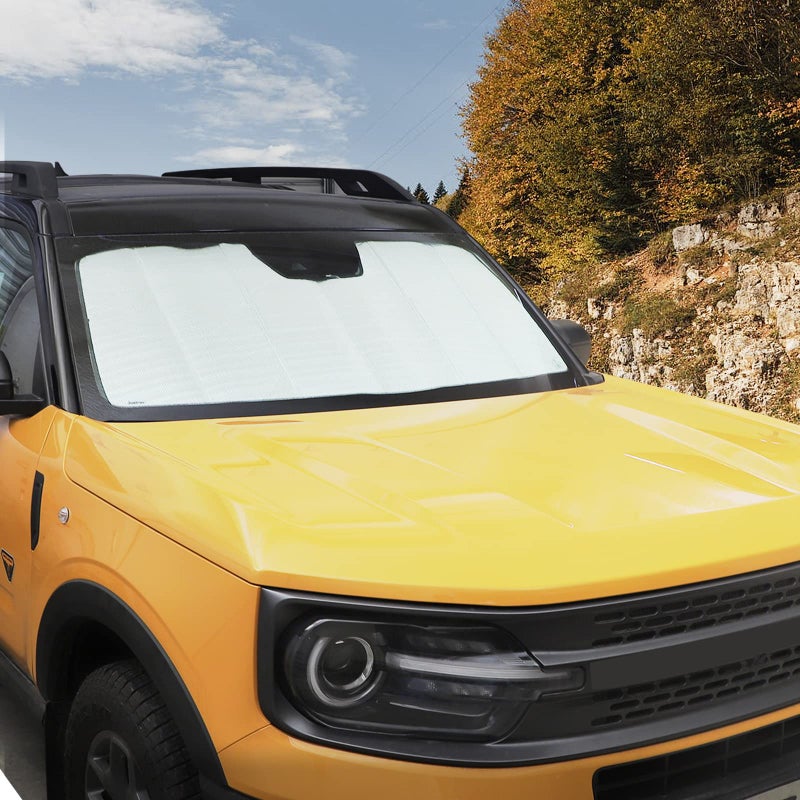 JWWY Windshield Sunshade Window Sun Shade for 2021-2024+ Ford Bronco Accessories,Foldable Sun Shield Upgrade Reflective Polyester Cover Block Heat and Block UV Rays - Image 3