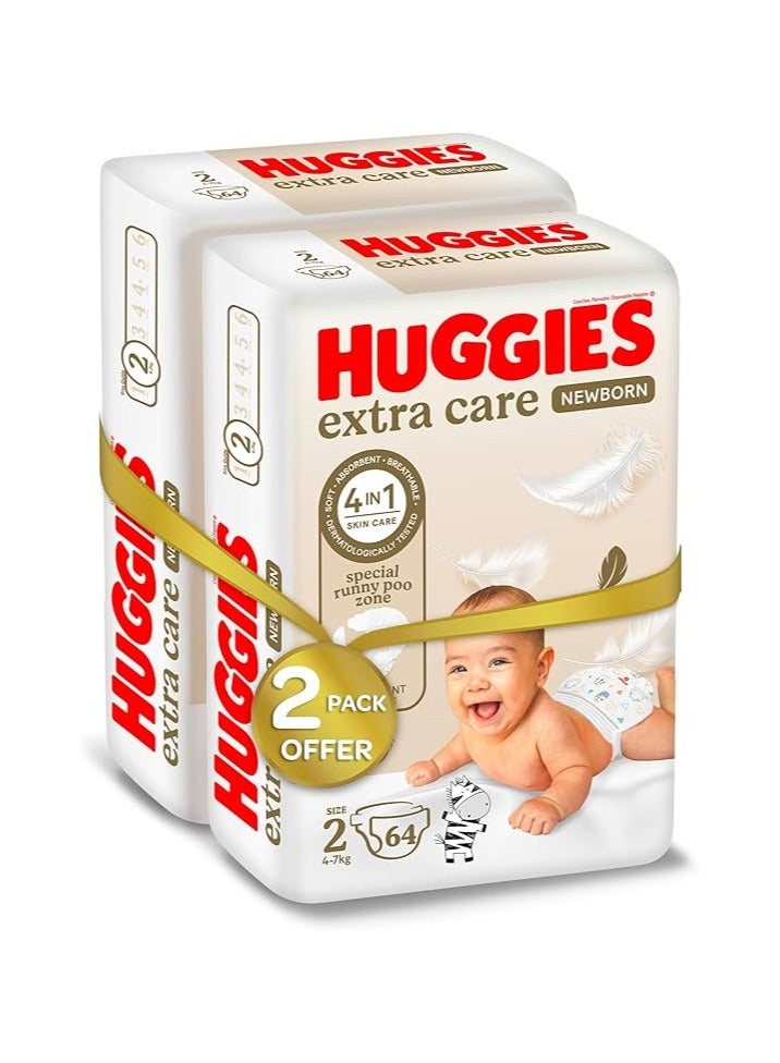 هجيز DRYNESS AND COMFORT: Huggies Extra Care Newborn Diapers in size 2 keep your baby dry, comfortable, and protected all through the day - Image 2