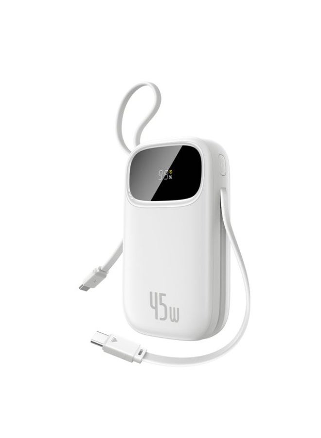 بيسوس باور بانك EnerFill FC31 بسعة 10000 مللي أمبير و45 واط للشحن السريع مع كابلين USB-C مدمجين وشاشة رقمية - القمر - Image 1