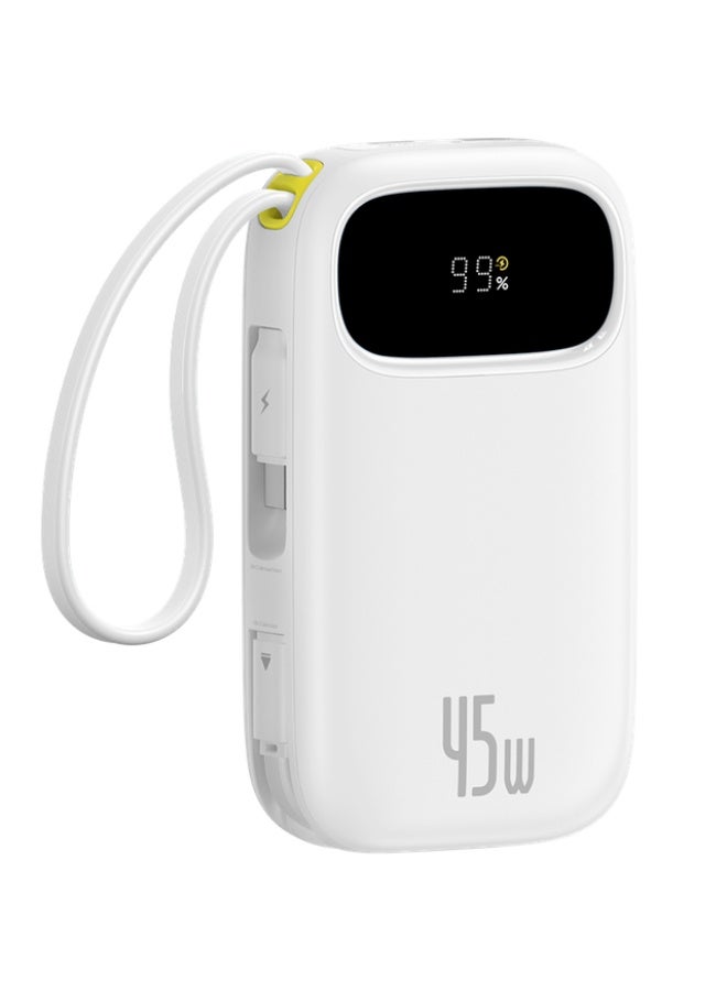 بيسوس باور بانك EnerFill FC31 بسعة 10000 مللي أمبير و45 واط للشحن السريع مع كابلين USB-C مدمجين وشاشة رقمية - القمر - Image 2