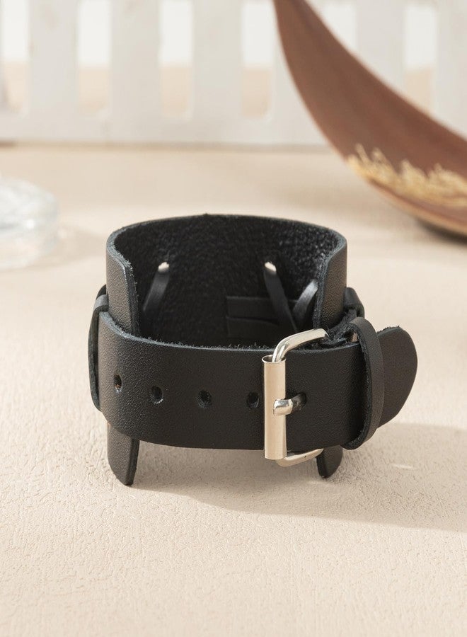 أساور رانتانتو الجلدية الأصلية المضفرة، أساور جلدية عصرية عتيقة الطراز، أساور بوهيمية غربية قابلة للتعديل، مجوهرات للرجال والنساء (ضفيرة X سوداء) - Image 5