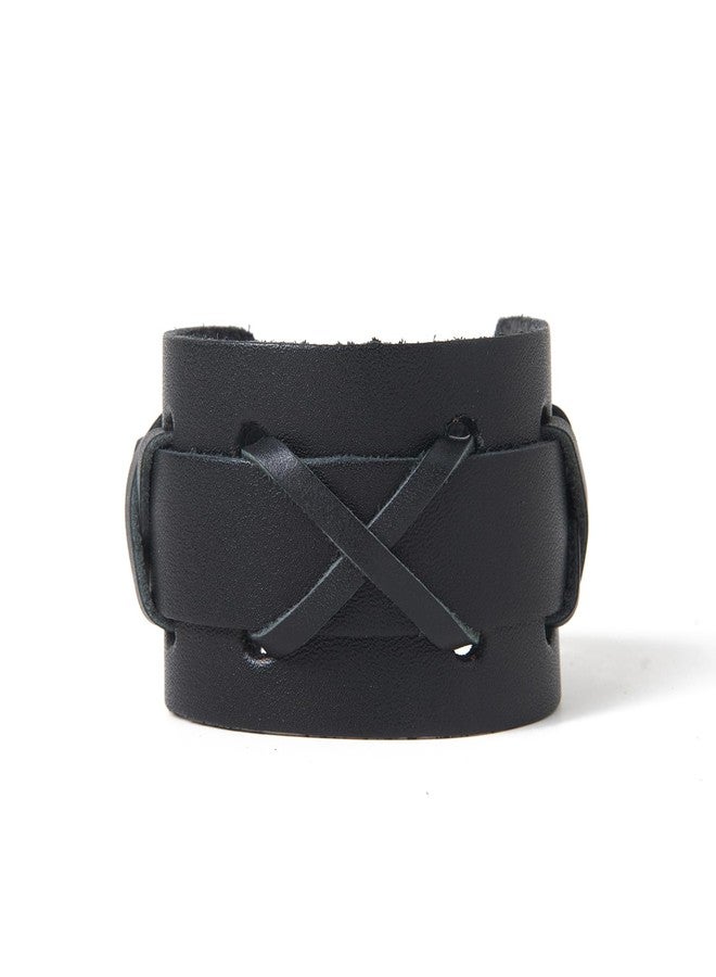 أساور رانتانتو الجلدية الأصلية المضفرة، أساور جلدية عصرية عتيقة الطراز، أساور بوهيمية غربية قابلة للتعديل، مجوهرات للرجال والنساء (ضفيرة X سوداء) - Image 1