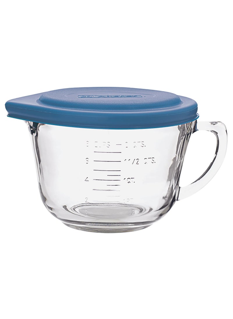 Anchor Hocking Anchor Hocking Batter Bowl 2 Quart Glass Mixing Bowl with Blue Lid 