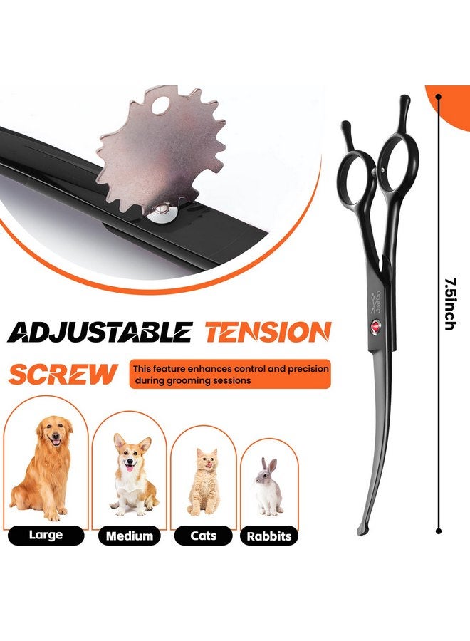 جيسون مقص العناية بالكلاب من جيسون مقاس 7.5 بوصة - مقص احترافي منحني لأعلى برؤوس مستديرة من الفولاذ المقاوم للصدأ للكلاب والقطط والحيوانات الأليفة الأخرى (منحني برؤوس مستديرة، أسود) - Image 5