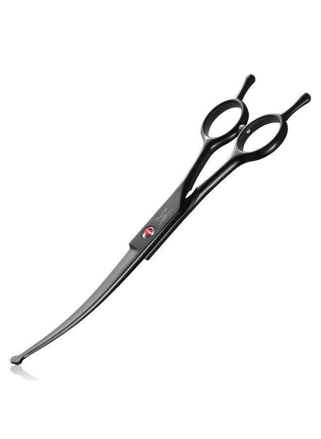 جيسون مقص العناية بالكلاب من جيسون مقاس 7.5 بوصة - مقص احترافي منحني لأعلى برؤوس مستديرة من الفولاذ المقاوم للصدأ للكلاب والقطط والحيوانات الأليفة الأخرى (منحني برؤوس مستديرة، أسود) - Image 1