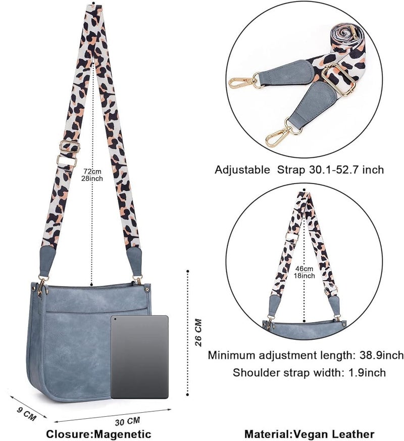 INOVERA (LABEL) Crossbody Bag for Women Stylish - Faux Leather Ladies Hobo Handbag - Shoulder Sling Bags Purse with 2 Broad Strap (Light Blue) - Image 2