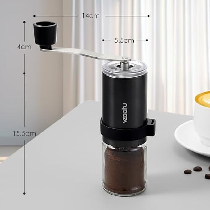vzaahu Manual Coffee Grinder With Cone Grinder Adjustable Coarseness Conical Ceramic Cutter Portable Mill For Home Office Travel - Image 4