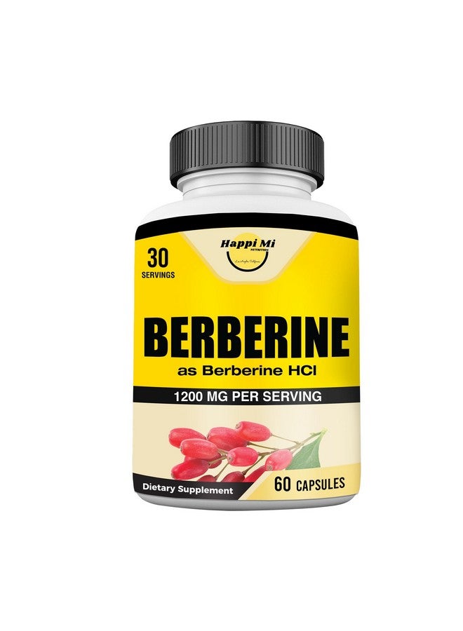 Happi Mi Nutrition Berberine 1200mg Per Serving as Berberine HCL, 60 Veggie Capsules, 30 Servings - Image 1
