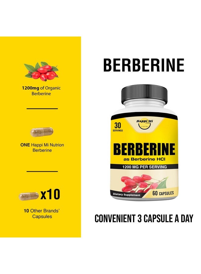 Happi Mi Nutrition Berberine 1200mg Per Serving as Berberine HCL, 60 Veggie Capsules, 30 Servings - Image 5