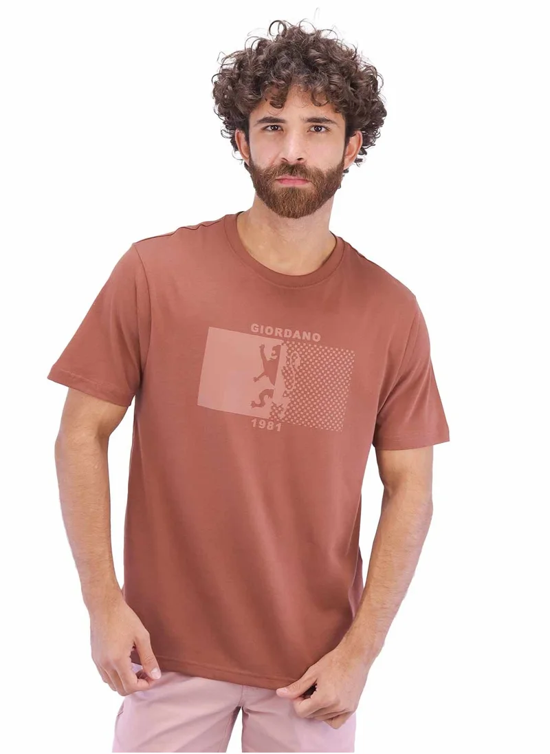 جيوردانو Men's Singnature T-Shirt - Brown