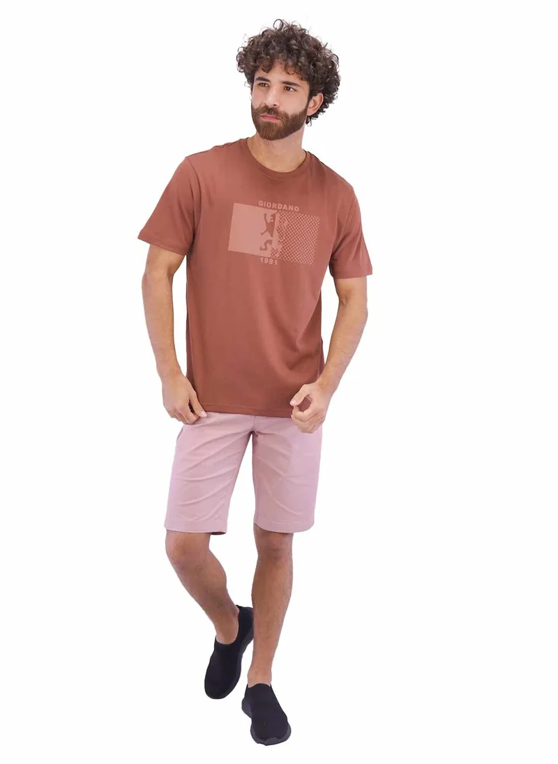 جيوردانو Men's Singnature T-Shirt - Brown