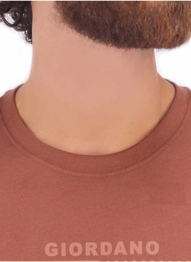 جيوردانو Men's Singnature T-Shirt - Brown
