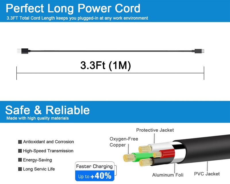 SCOVEE USB Type C Charger Cable for Tablets Samsung Tab A 10.1(2019),10.5(2018),A7 10.4(2020),Tab S6/Lite S4 S3,Phones Galaxy A51 S9 S10E Fast Quick Charging Cords 3FT - Image 4