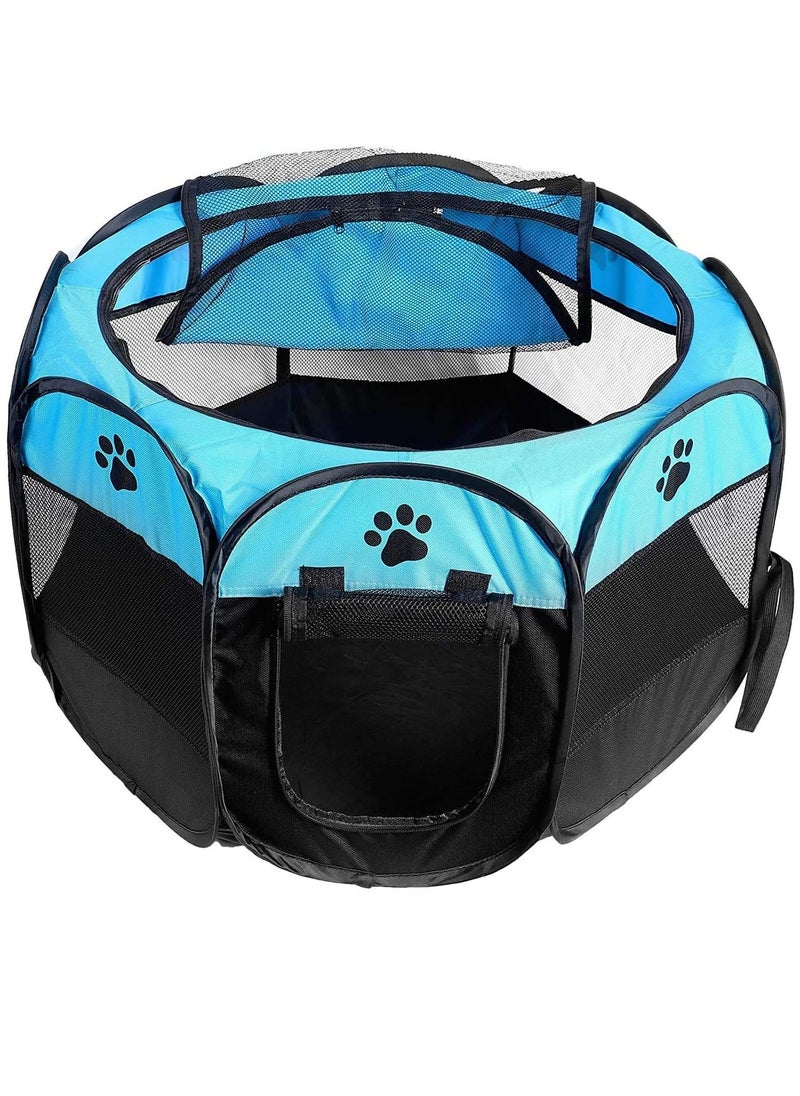 Octagonal Pet Foldable cat Playpen Tent Dog and Cat Fence, Puppy Exercise Playpen,Cat and Dog House, Rabbit Cat Kennel Portable Foldable Pop Up Pet Play Pen with Floor and Mesh Door Top for Indoor Outdoor Collapsible Tent Cage Cat delivery room cat cage cat house