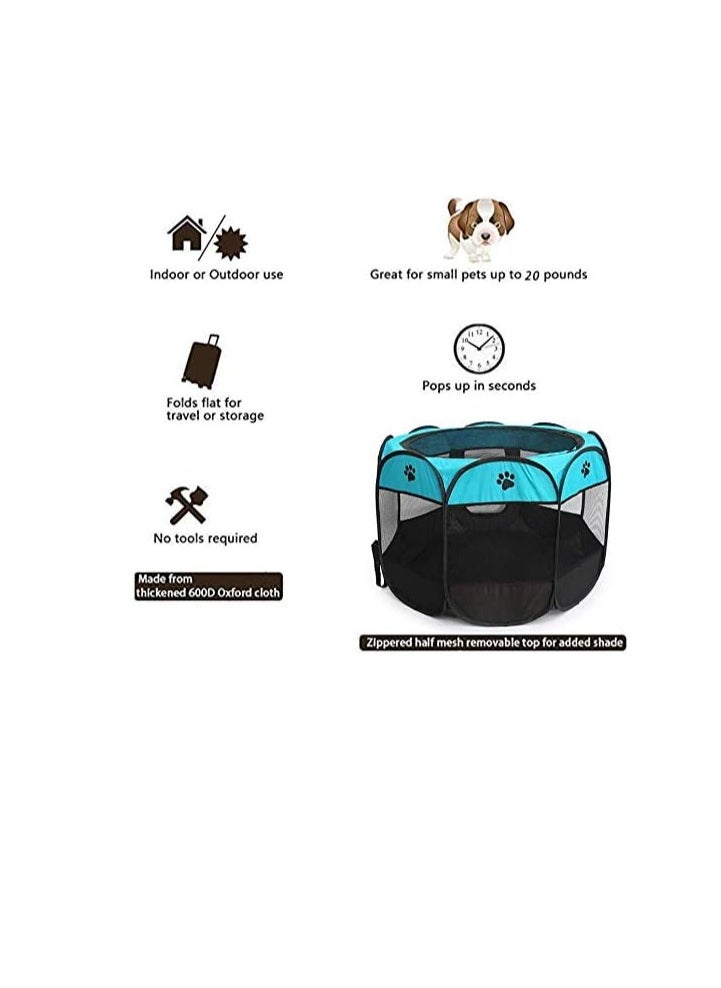 Octagonal Pet Foldable cat Playpen Tent Dog and Cat Fence, Puppy Exercise Playpen,Cat and Dog House, Rabbit Cat Kennel Portable Foldable Pop Up Pet Play Pen with Floor and Mesh Door Top for Indoor Outdoor Collapsible Tent Cage Cat delivery room cat cage cat house