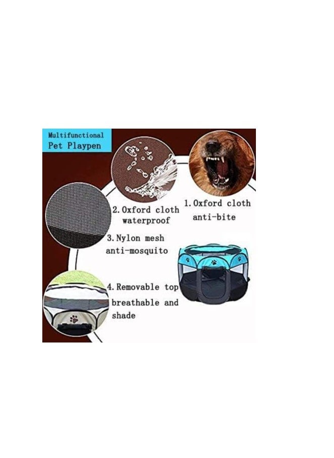 Octagonal Pet Foldable cat Playpen Tent Dog and Cat Fence, Puppy Exercise Playpen,Cat and Dog House, Rabbit Cat Kennel Portable Foldable Pop Up Pet Play Pen with Floor and Mesh Door Top for Indoor Outdoor Collapsible Tent Cage Cat delivery room cat cage cat house