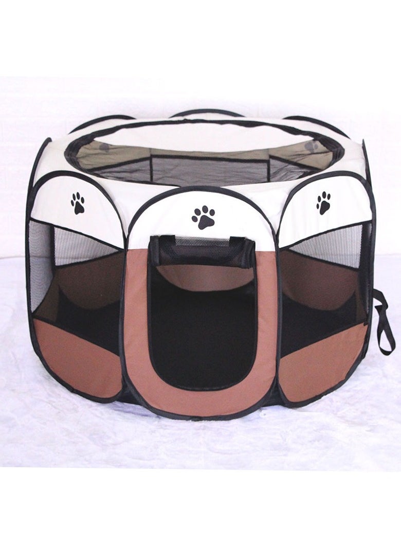 Generic Octagonal Pet Foldable Playpen Tent Dog and Cat Fence, Puppy Exercise Playpen,Cat and Dog House, Rabbit Cat Kennel Portable Foldable Pop Up Pet Play Pen with Floor and Mesh Door Top for Indoor Outdoor Collapsible Tent Cage Cat delivery room  - Image 1