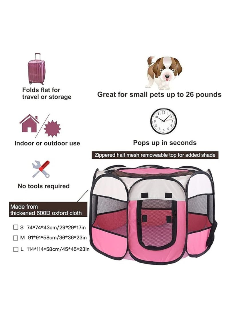 Generic Octagonal Pet Foldable Playpen Tent Dog and Cat Fence, Puppy Exercise Playpen,Cat and Dog House, Rabbit Cat Kennel Portable Foldable Pop Up Pet Play Pen with Floor and Mesh Door Top for Indoor Outdoor Collapsible Tent Cage Cat delivery room  - Image 2