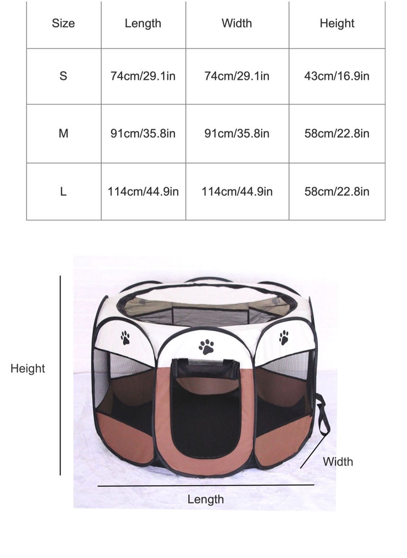 Generic Octagonal Pet Foldable Playpen Tent Dog and Cat Fence, Puppy Exercise Playpen,Cat and Dog House, Rabbit Cat Kennel Portable Foldable Pop Up Pet Play Pen with Floor and Mesh Door Top for Indoor Outdoor Collapsible Tent Cage Cat delivery room  - Image 3