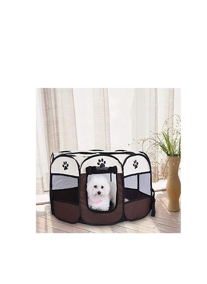 Octagonal Pet Foldable cat Playpen Tent Dog and Cat Fence, Puppy Exercise Playpen,Cat and Dog House, Rabbit Cat Kennel Portable Foldable Pop Up Pet Play Pen with Floor and Mesh Door Top for Indoor Outdoor Collapsible Tent Cage Cat delivery room cat cage cat house