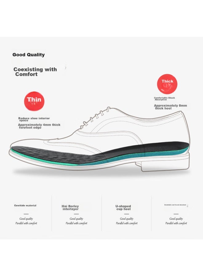 Magal Maigaole 2-pair Leather Shoes, Insoles For Men, Sweat-absorbing, Breathable, Thickened, Soft, Shock-absorbing, Shoe Insoles, Black Cowhide, Size 39-40 - Image 2