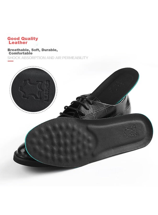 Magal Maigaole 2-pair Leather Shoes, Insoles For Men, Sweat-absorbing, Breathable, Thickened, Soft, Shock-absorbing, Shoe Insoles, Black Cowhide, Size 39-40 - Image 3