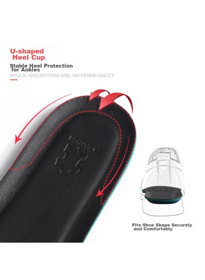 Magal Maigaole 2-pair Leather Shoes, Insoles For Men, Sweat-absorbing, Breathable, Thickened, Soft, Shock-absorbing, Shoe Insoles, Black Cowhide, Size 39-40 - Image 5