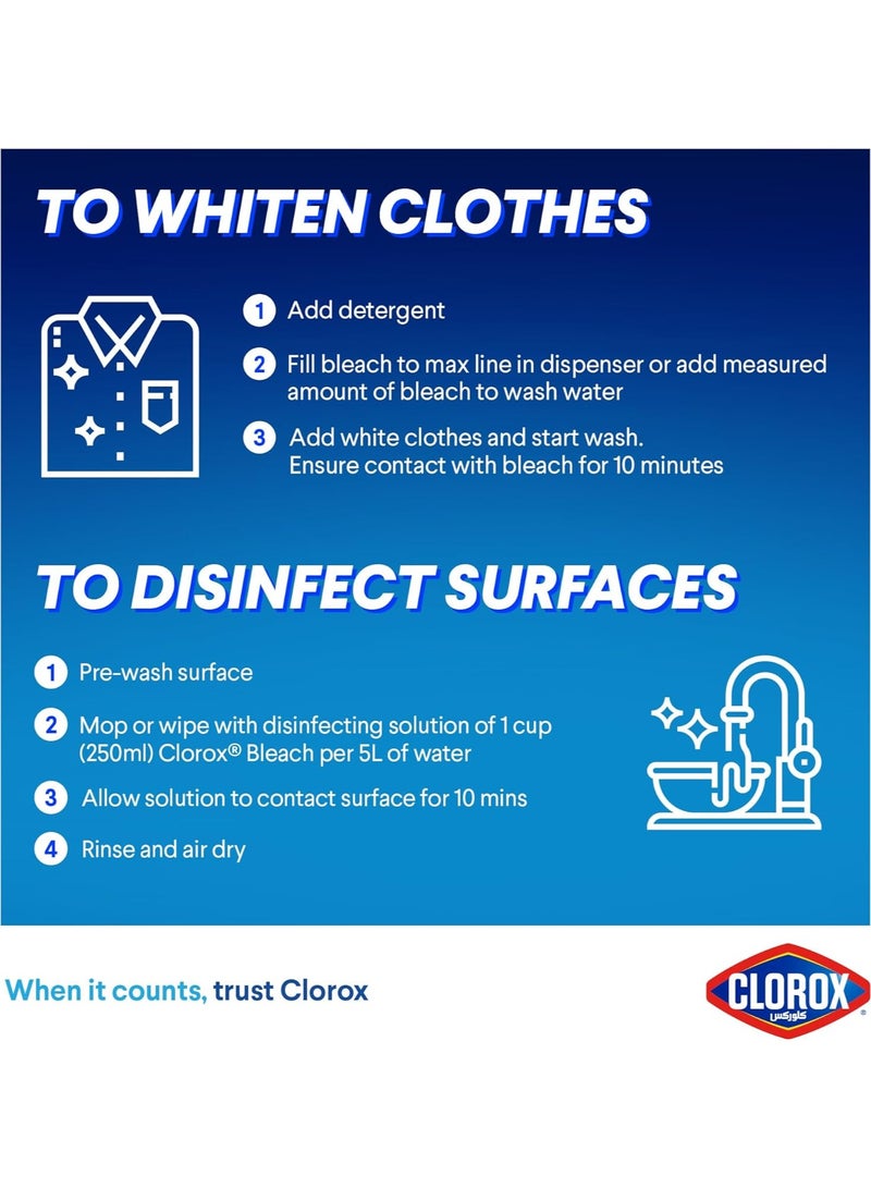 Clorox Bleach Liquid Floral Scent Household Cleaner And Disinfectant 2 x 3.78L - Image 4