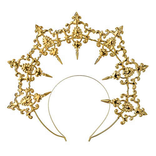 BLESSUME Halo Crown Mary Goddess Headband Women Halloween Costume Headpiece (Gold 1) - Image 1