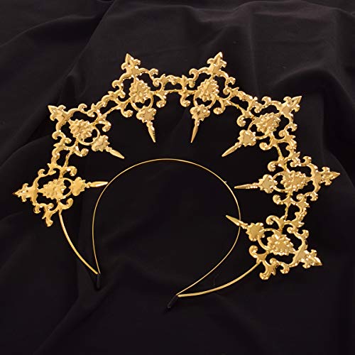 BLESSUME Halo Crown Mary Goddess Headband Women Halloween Costume Headpiece (Gold 1) - Image 5