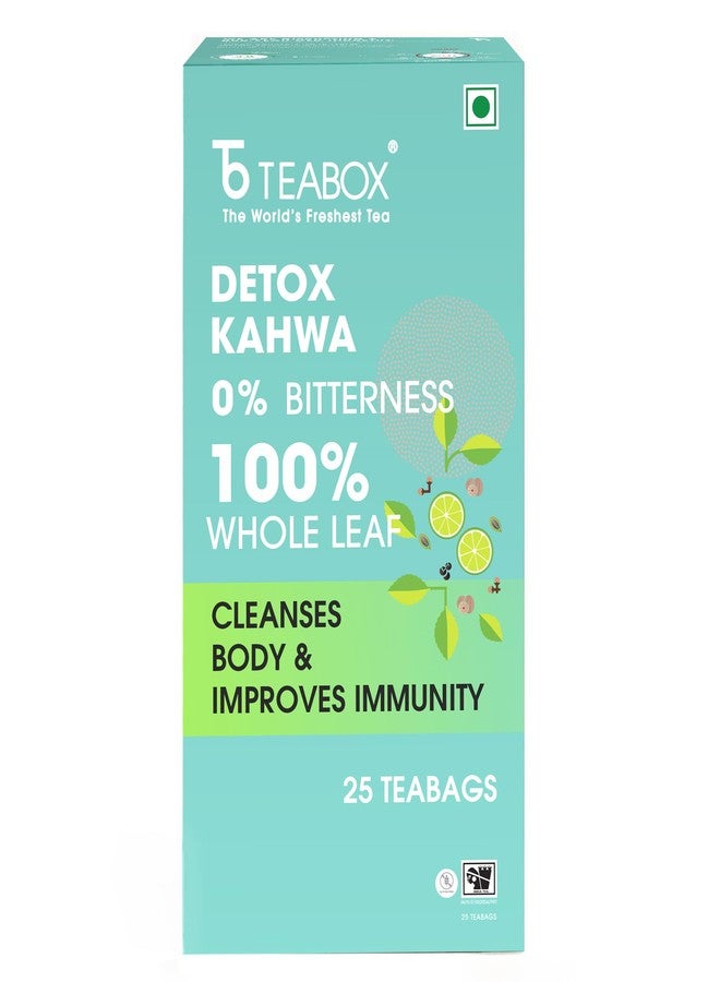 Teabox Detox Kahwa Herbal Tea | 25 Biodegradable Teabags | 8 Natural Ingredients | Supports Body Detox & Healthy Digestion | 0% Bitterness | Caffeine-Free Wellness Brew - Image 1