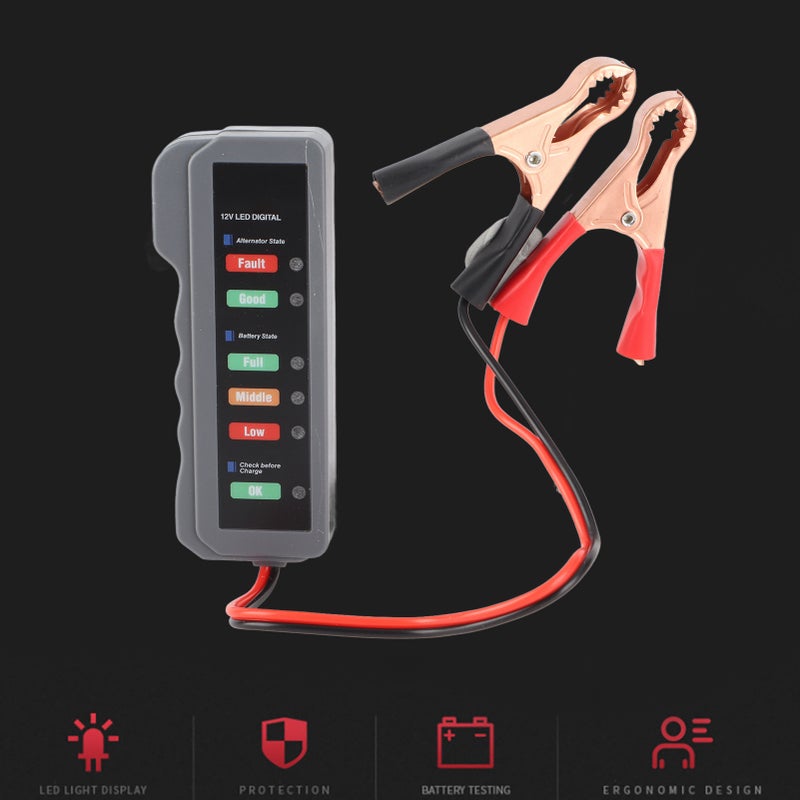 12V Car Battery Tester 6LED Lights Display Alternator State Check Automotive Diagnostic Tool - Image 5
