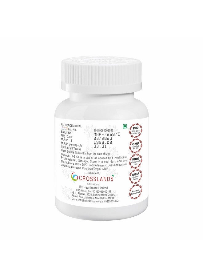 Crosslands Curcumin (95%) Extract With Piperine(5%) Organic Turmeric Veg|500 Mg| Immunity Boosters Tablet For Adults With Curcuma Longa, Turmeric Powder & Ginger| 60 Capsules - Image 3