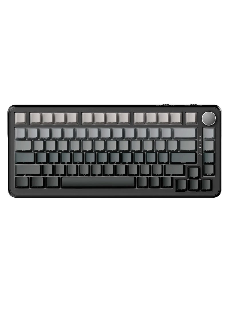 إيه جاز لوحة المفاتيح الميكانيكية للألعاب Ajazz AK820 Max المغناطيسية، لوحة مفاتيح ميكانيكية بنسبة 75% تأتي بإضاءة خلفية RGB لكل مفتاح قابلة للتخصيص بالكامل مع تأثيرات وألوان متعددة. اللون: رمادي. - Image 1