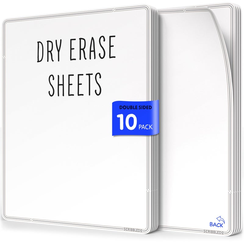 SCRIBBLEDO Small White Board Dry Erase Sheets 9â€x12â€ for Kids Teacher Class Manipulatives Personal Mini Whiteboards Sheets Students Homeschool Supplies Small Dry Erase Boards Classroom Pack 10 Sheets - Image 1