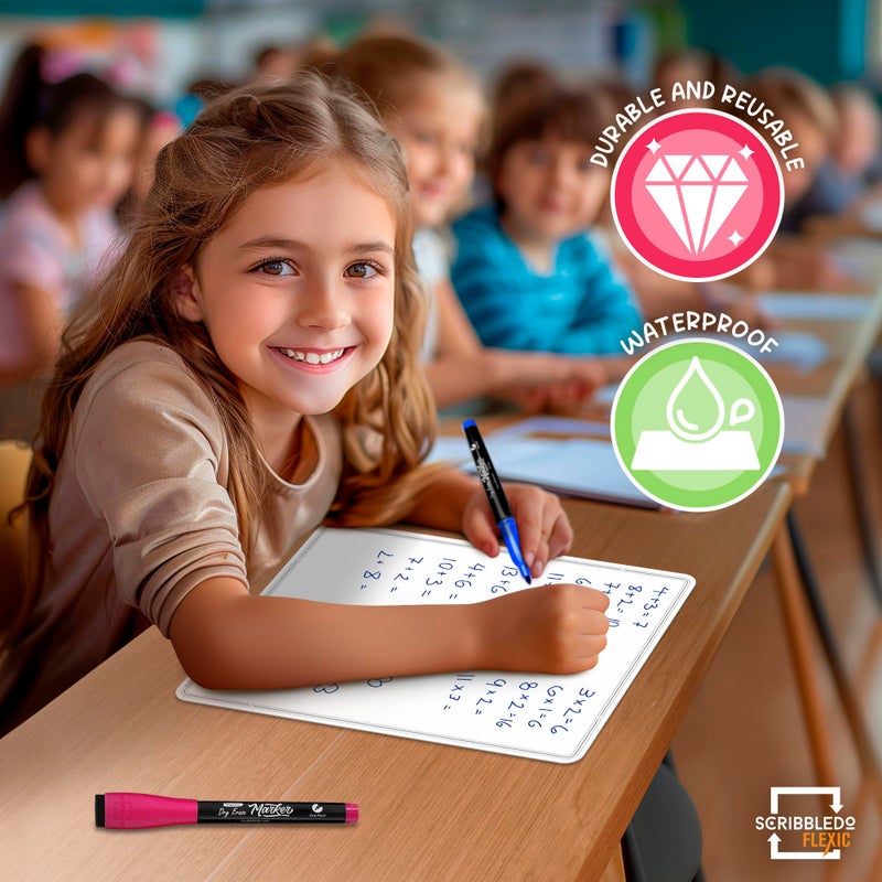 SCRIBBLEDO Small White Board Dry Erase Sheets 9â€x12â€ for Kids Teacher Class Manipulatives Personal Mini Whiteboards Sheets Students Homeschool Supplies Small Dry Erase Boards Classroom Pack 10 Sheets - Image 5